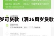 满16周岁可贷款（满16周岁贷款的口子）